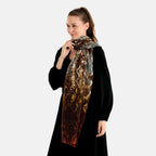 La Marey Womens Multi Colour Gold Printed Lightweight Scarf (180 x 90 cm) - Brown_8669808_2
