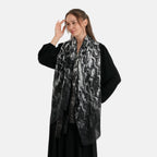 La Marey Womens Gold Printed Lightweight Scarf (180 x 90 cm) - Dark Grey & Black_8669810_1