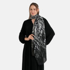 La Marey Womens Gold Printed Lightweight Scarf (180 x 90 cm) - Dark Grey & Black_8669810_3