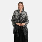 La Marey Womens Gold Printed Lightweight Scarf (180 x 90 cm) - Dark Grey & Black_8669810_4