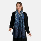 La Marey Womens Gold Printed Lightweight Scarf (180 x 90 cm) - Navy Blue_8669811_1