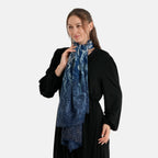 La Marey Womens Gold Printed Lightweight Scarf (180 x 90 cm) - Navy Blue_8669811_2