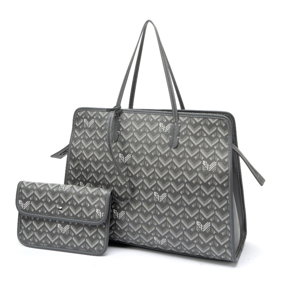 TJC Special Leather Tote Bag - Grey_8669863