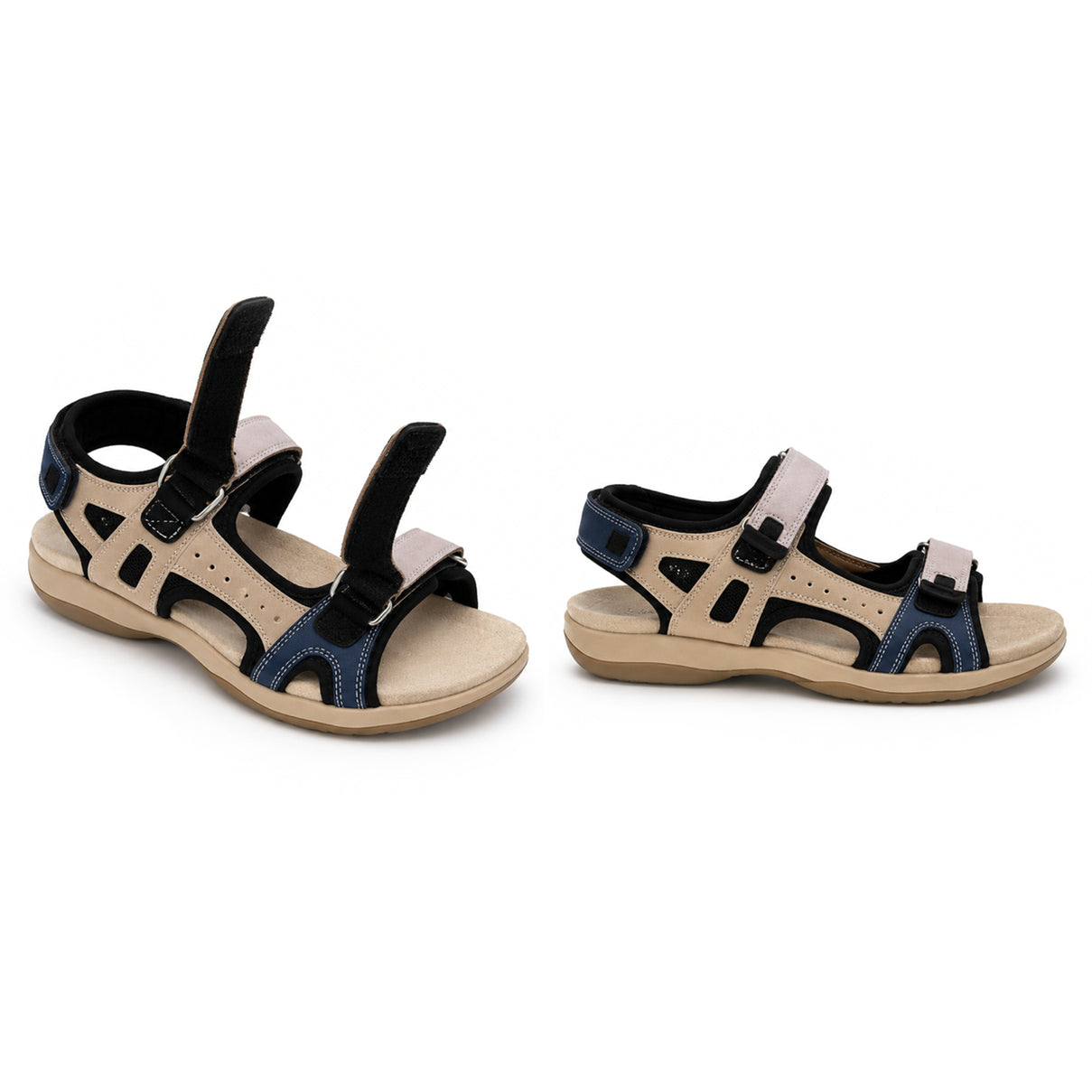 Andrea Sporty Adjustable Hook And Loop Strap Sandals (Size 5) - Beige V32489193 0