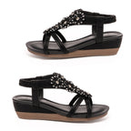 Penelope Embellished Low Wedge T-bar Sandals (Size 3) - Black_8670081_1