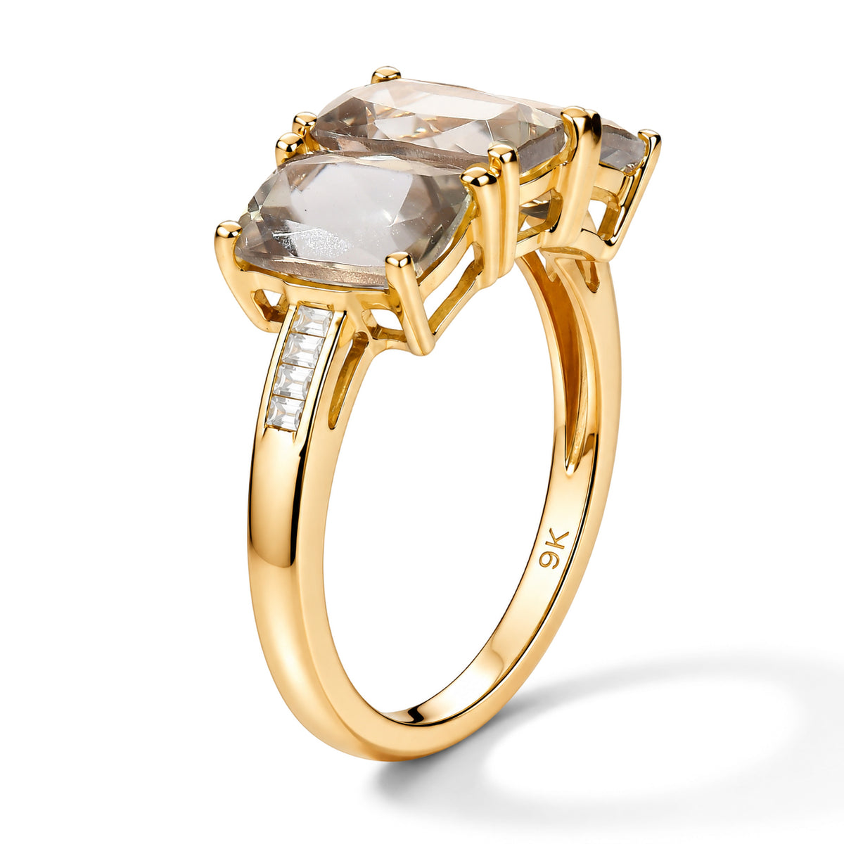 9K Yellow Gold AAA Turkizite &amp; Natural White Diamond Trilogy Ring 3.50 Ct. 8670100 2