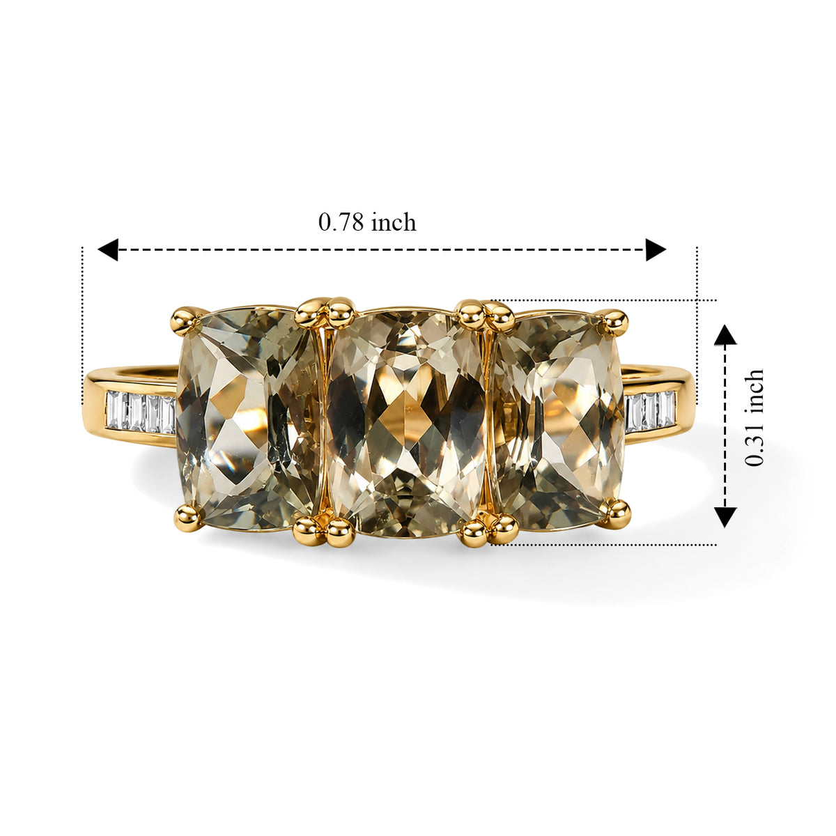 9K Yellow Gold AAA Turkizite &amp; Natural White Diamond Trilogy Ring 3.50 Ct. 8670100 4