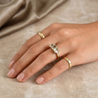 9K Yellow Gold AAA Turkizite & Natural White Diamond Trilogy Ring 3.50 Ct._8670103_2