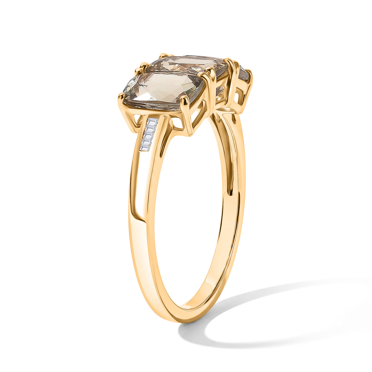 9K Yellow Gold AAA Turkizite &amp; Natural White Diamond Trilogy Ring 3.50 Ct. 8670103 3