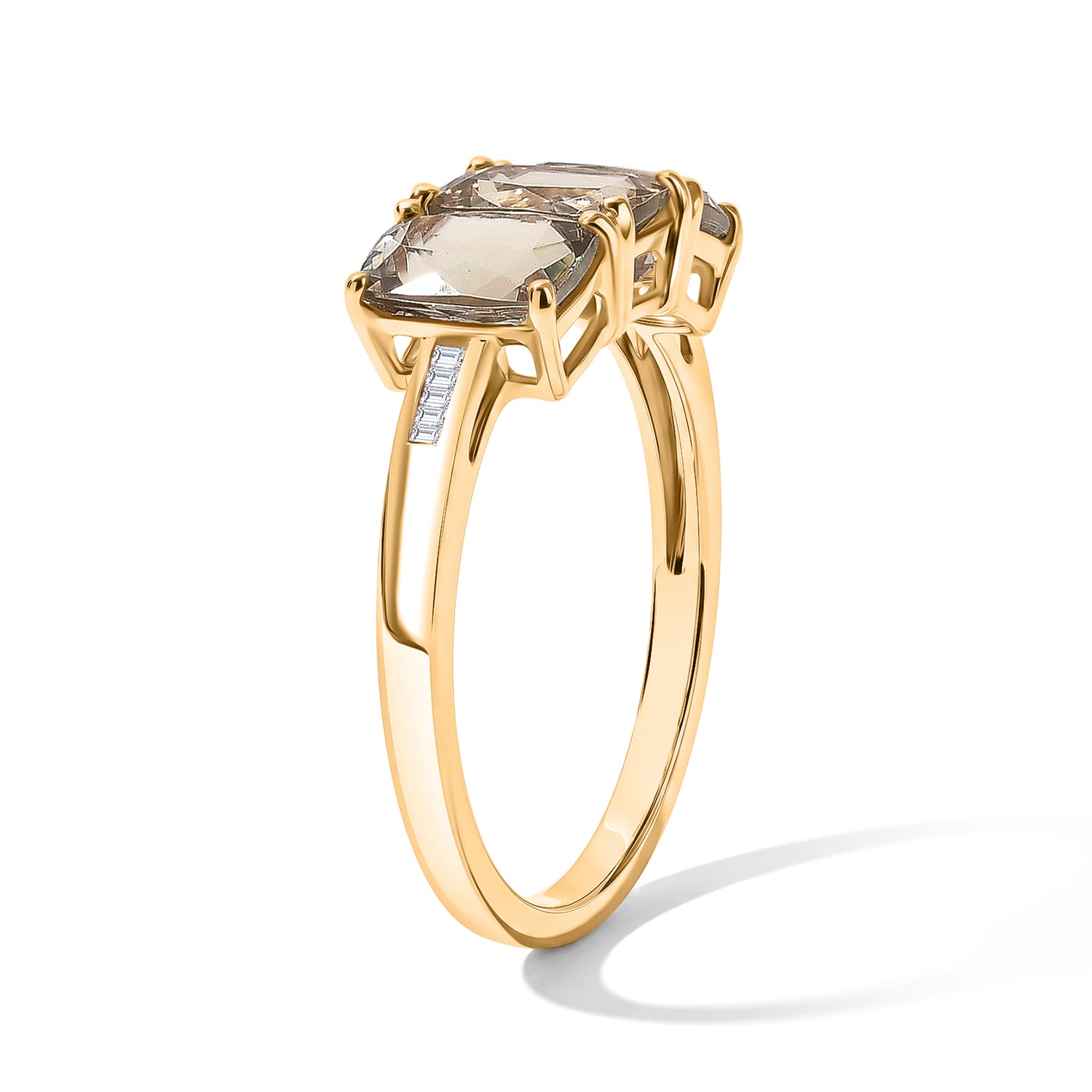 9K Yellow Gold AAA Turkizite &amp; Natural White Diamond Trilogy Ring 3.50 Ct. 8670103 3
