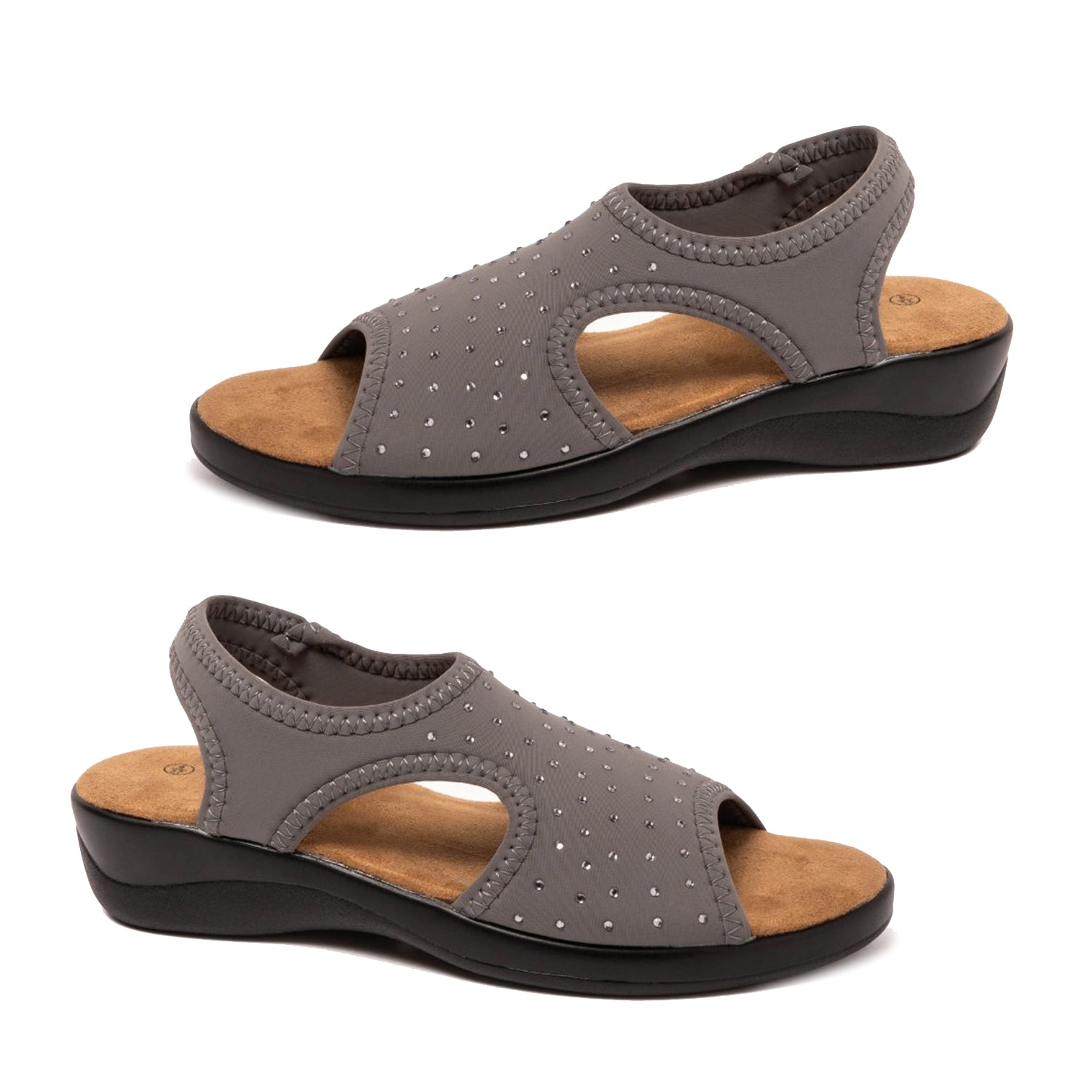 Jenny Synthetic Slip On Comfort Sandals (Size 3) - Pewter 8670127 0
