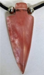 Cherry Quartz Arrowhead Pendant with Black Cord (Size - 18) & Lobster Clasp 35.00 Ct._8670211