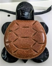 Golden Sand &amp; Black Jade Turtle Pendant with Adjustable Black Cord (Size - 30) 50.00 Ct. V32513776 0
