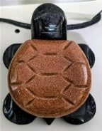 Golden Sand & Black Jade Turtle Pendant with Adjustable Black Cord (Size - 30) 50.00 Ct._8670213