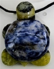 DEAL OF THE DAY - Blue Jasper Turtle Pendant with Adjustable Black Cord (Size - 30) 45.00 Ct. 8670216 0