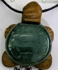 DEAL OF THE DAY - Natural Wood Jasper &amp; Green Aventurine Turtle Pendant with Adjustable Black Cord (Size - 30) 45.00 Ct. V32517457 0