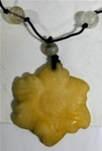 Yellow Jade & Jasper Adjustable Floral Necklace with Adjustable Black Cord (Size - 30) 50.00 Ct._8670270