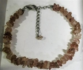 Strawberry Quartz Sterling Silver Chip Beads Bracelet (Size - 7+1 Ext) with Lobster Clasp 20.00 Ct. V32515054 0