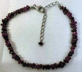 African Ruby Sterling Silver Chip Beads Bracelet (Size - 7-1 Ext) with Lobster Clasp 20.00 Ct. 8670365 1