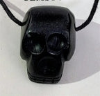 Natural Black Jasper Skull Pendant with Black Cord (Size - 30, Adjustable) 40.00 Ct._8670372