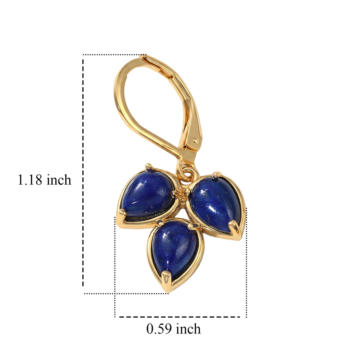 Lapis Lazuli Trilogy Earring with Lever Back in Yellow Gold Tone 5.90 Ct. V32590955 6