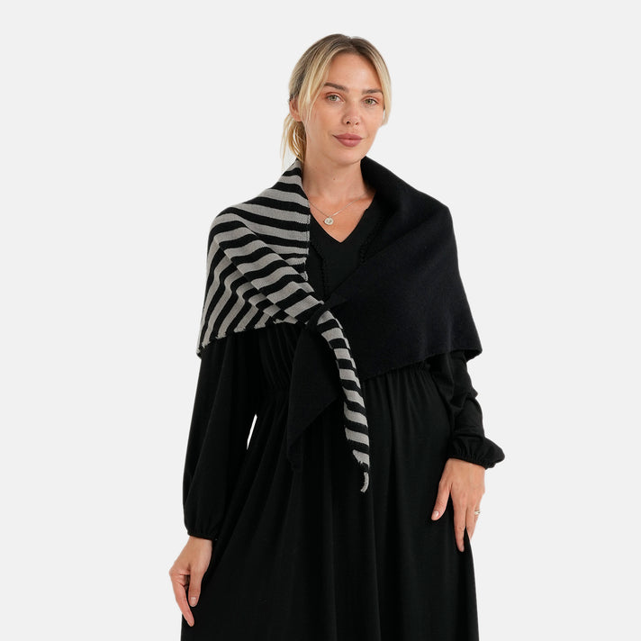 La Marey Acrylic Patterned Scarf (Size - One Size) - Grey 8670552 1
