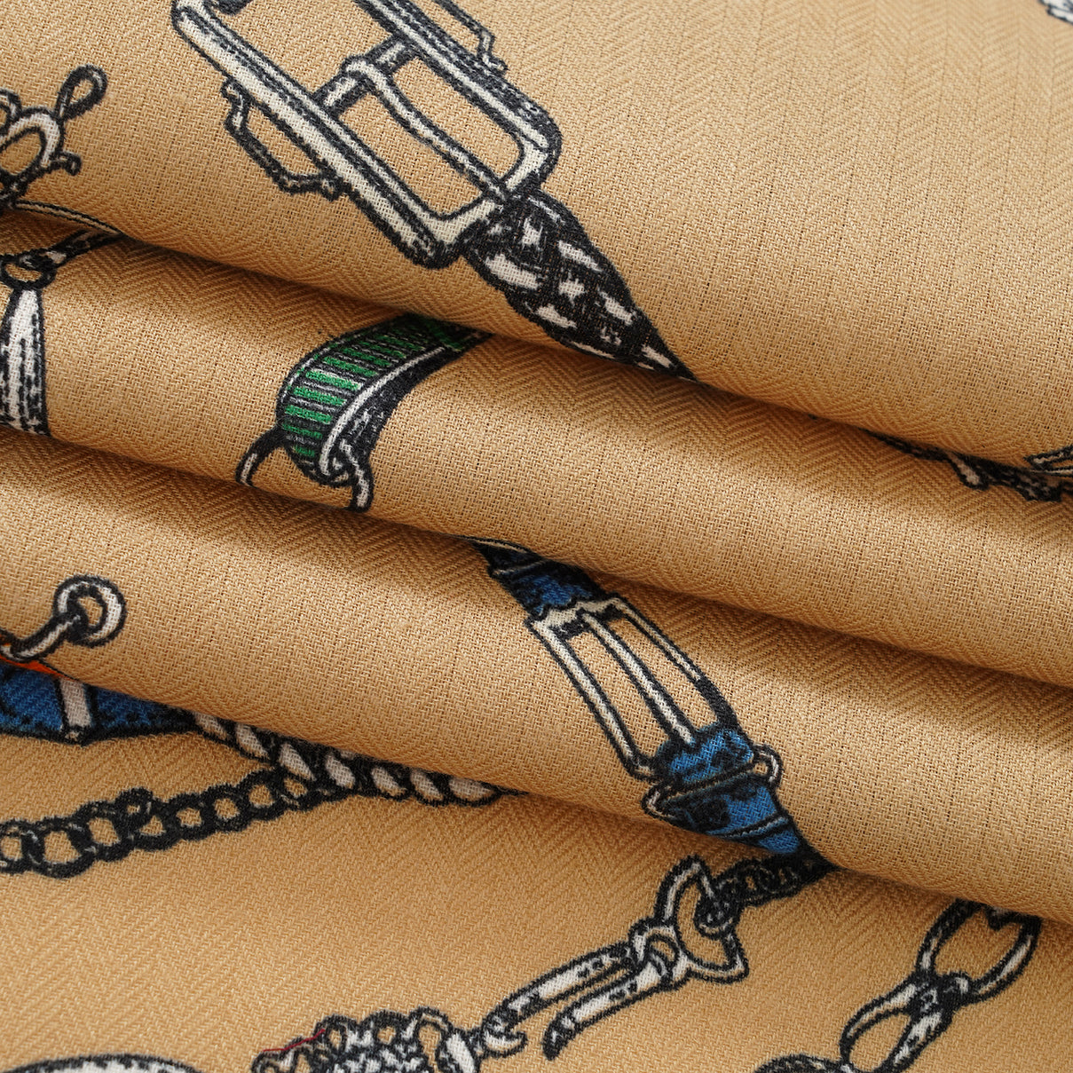 La Marey Printed Square Scarf (88 x 88cm) - Green &amp; Khaki 8670604 4