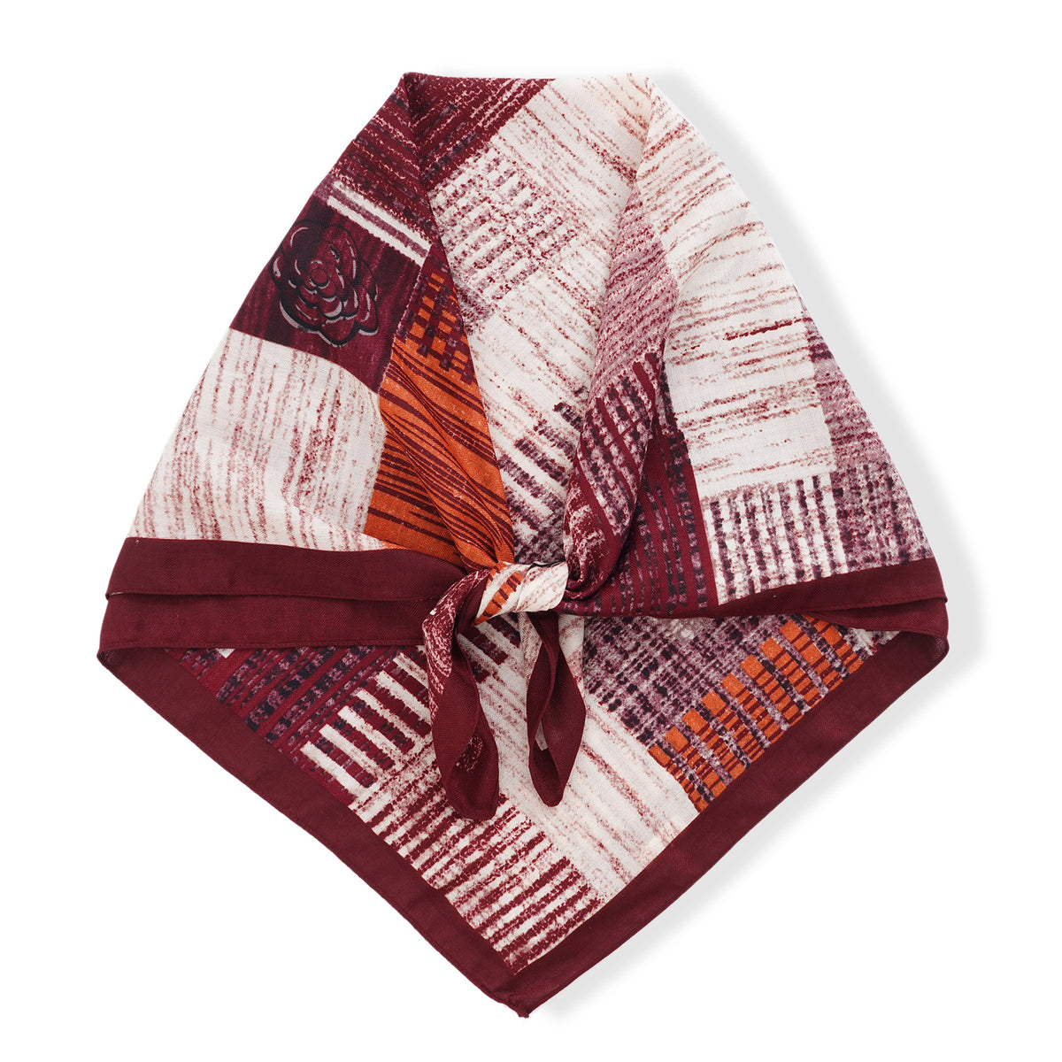 La Marey Printed Square Scarf (88 x 88cm) - Burgundy V32529819 0