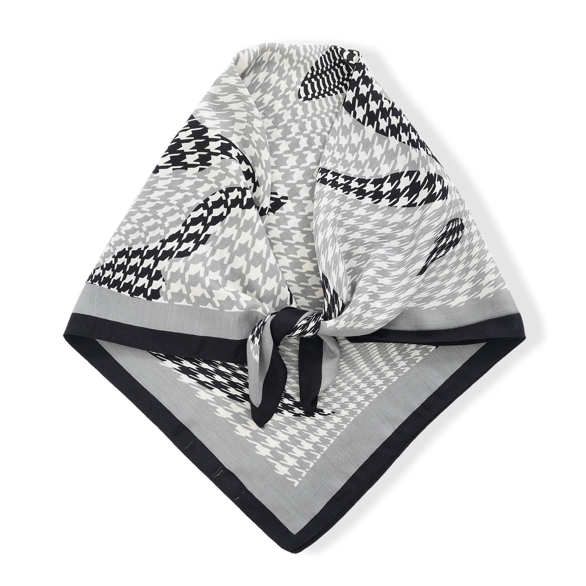 La Marey Checkered Printed Square Scarf (88 x 88cm) - Black &amp; White V32528582 0