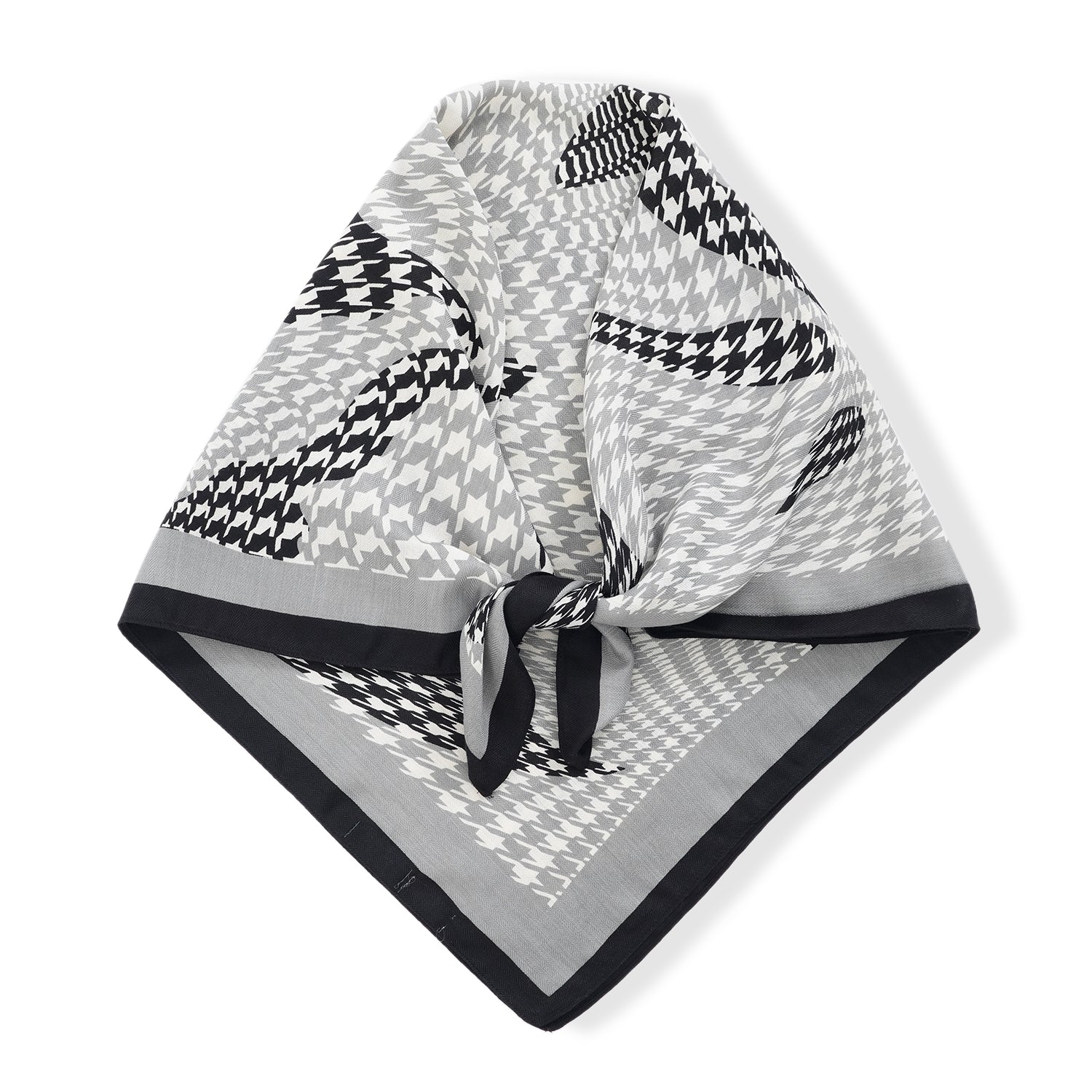 La Marey Checkered Printed Square Scarf (88 x 88cm) - Black &amp; White V32528582 0