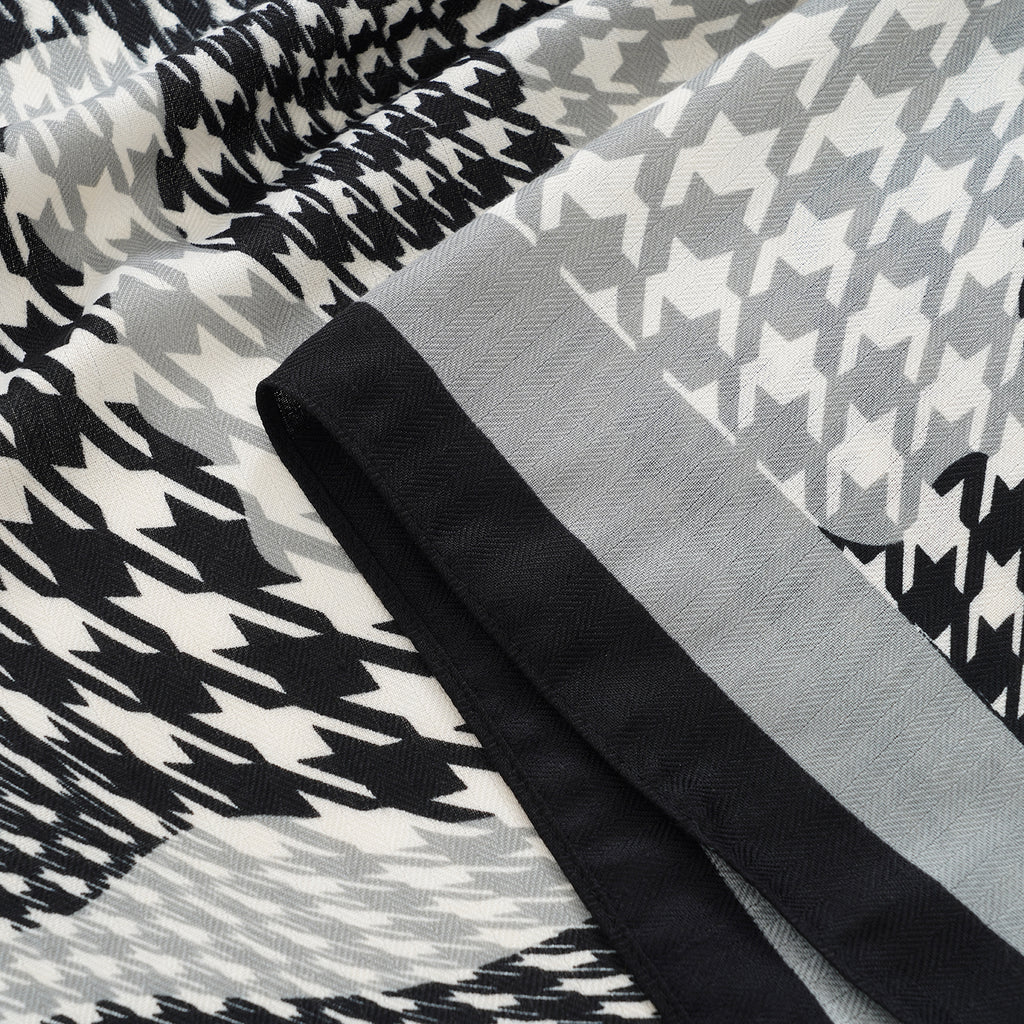 La Marey Patterned Scarf (Size - One Size) - Black & White_8670606_2