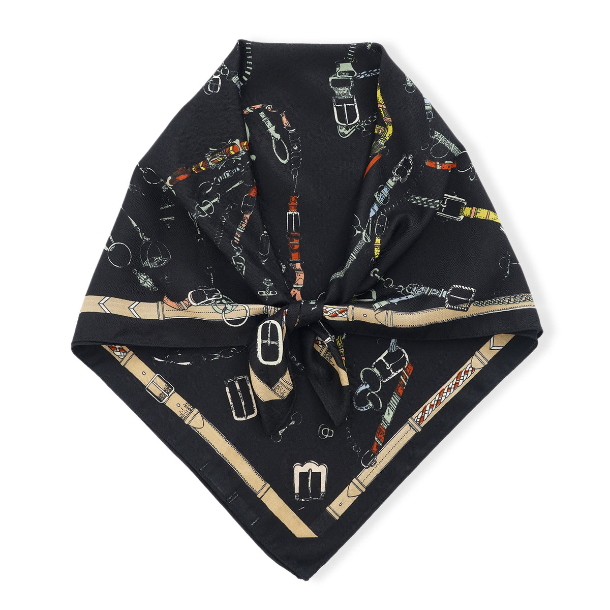 La Marey Printed Square Scarf with Belt Design (88 x 88cm) - Black V32529565 0