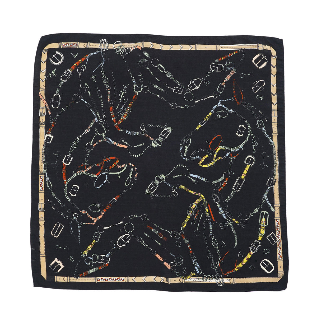 La Marey Printed Square Scarf with Belt Design (88 x 88cm) - Black V32529565 2