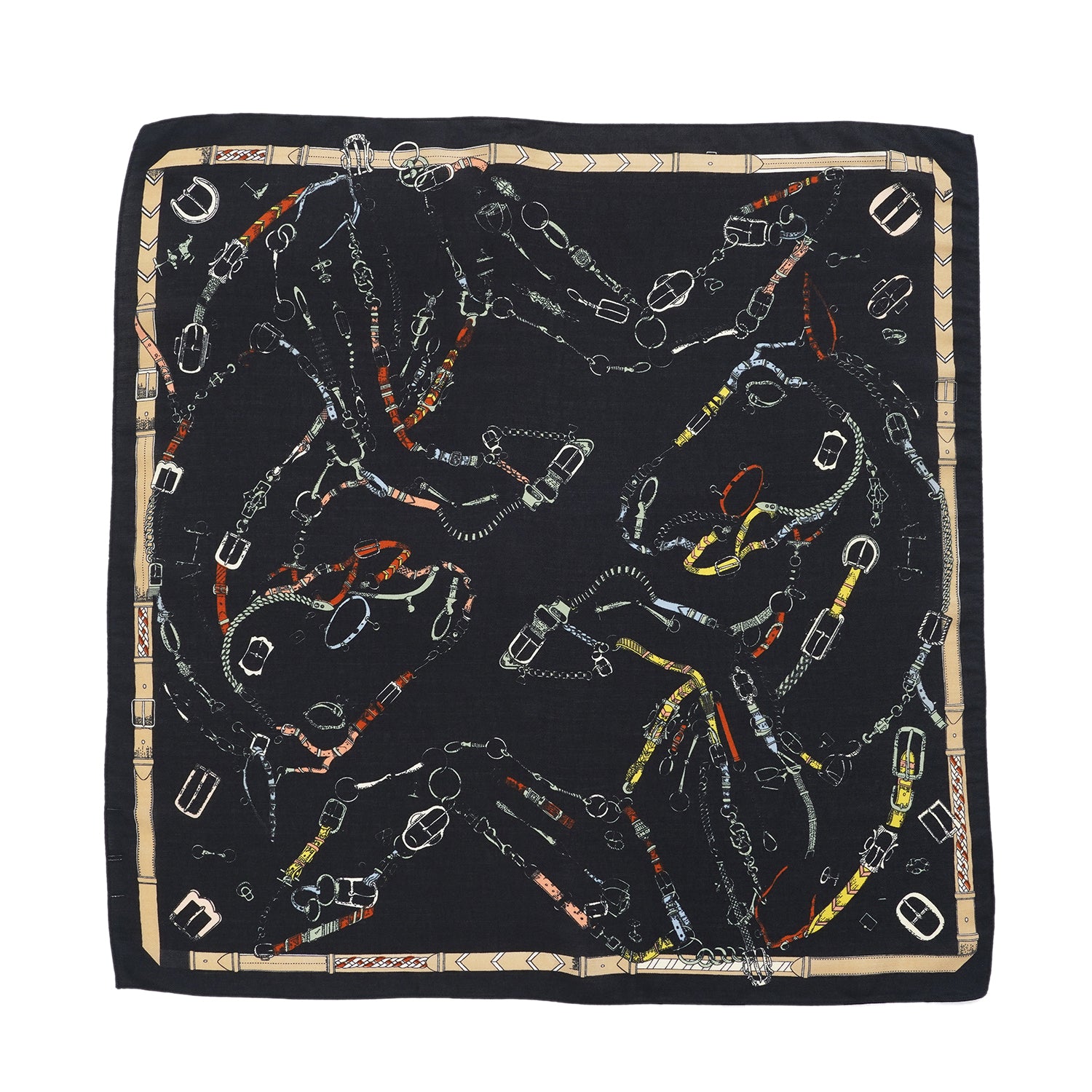 La Marey Printed Square Scarf with Belt Design (88 x 88cm) - Black V32529565 2