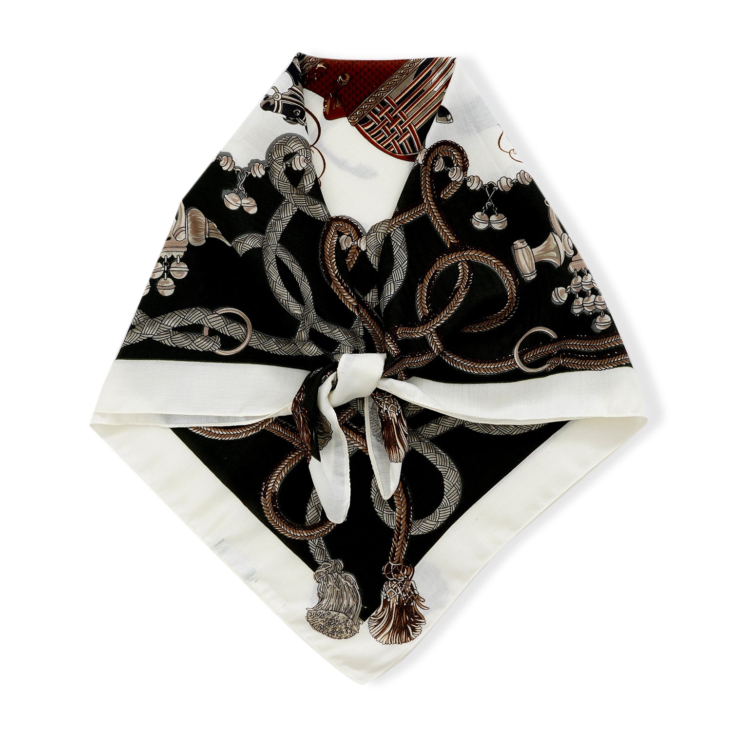 La Marey Horse &amp; Chain Print Fashionable Square Scarf (88 x 88cm) - Green V32527612 0