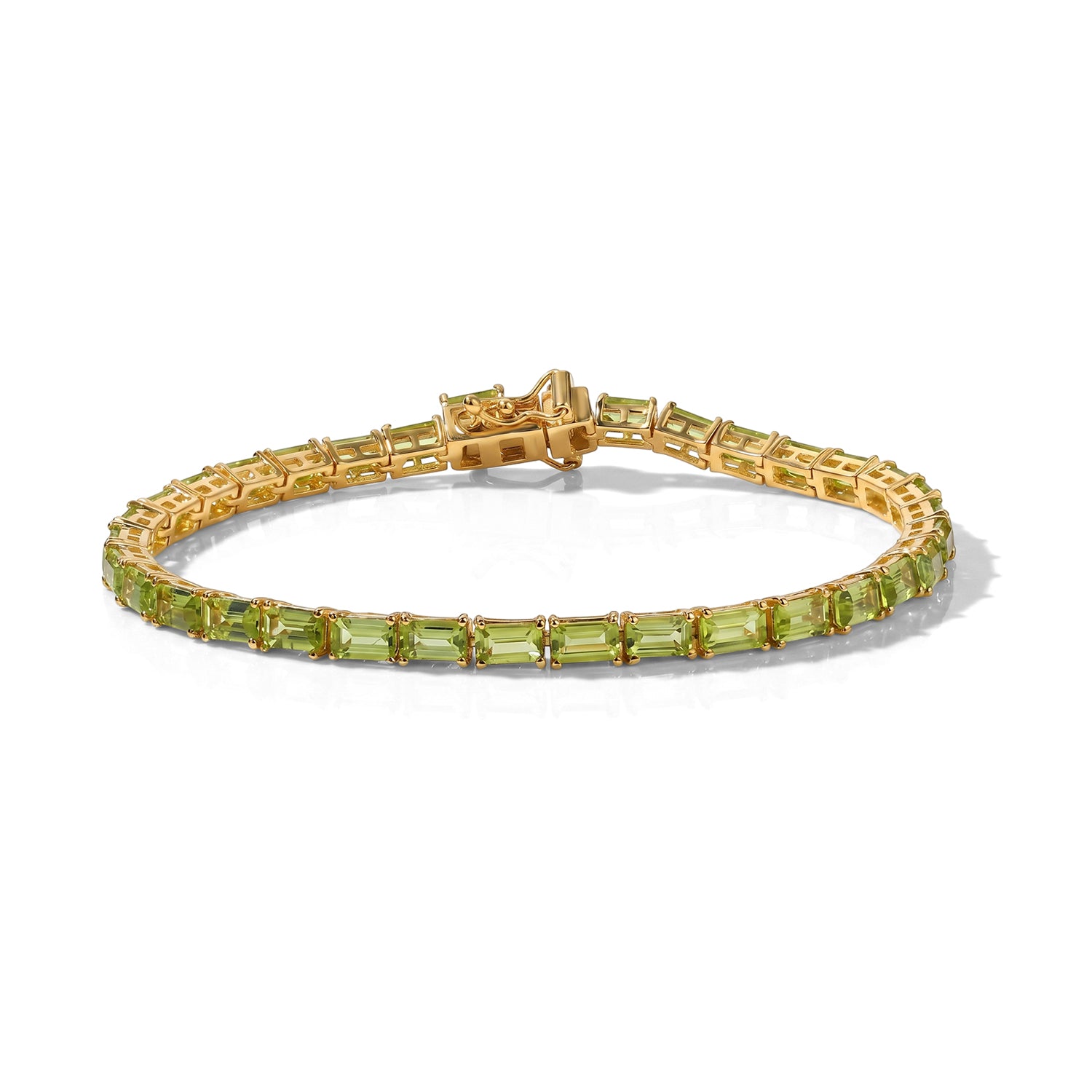 EverTrue - Natural Hebei Peridot Linking Bracelet (Size - 7) with GB Lock Box in Yellow Gold Tone 10.30 Ct. 8671297 0