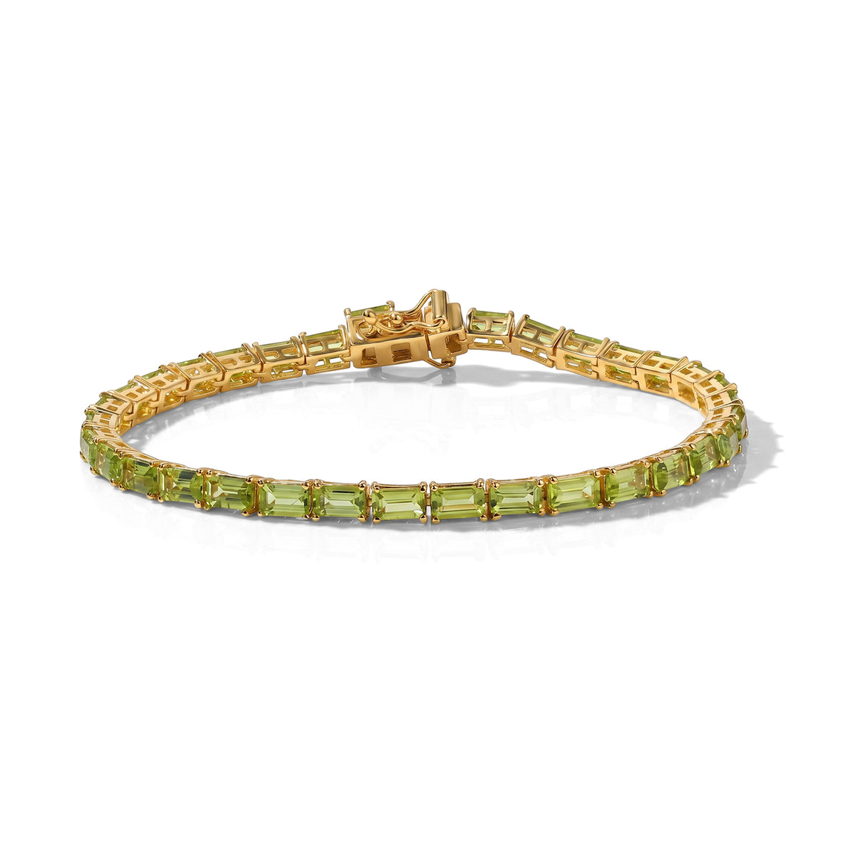 EverTrue - Natural Hebei Peridot Linking Bracelet (Size - 7.5) with GB Lock Box in Yellow Gold Tone 10.18 Ct. V32514895 0