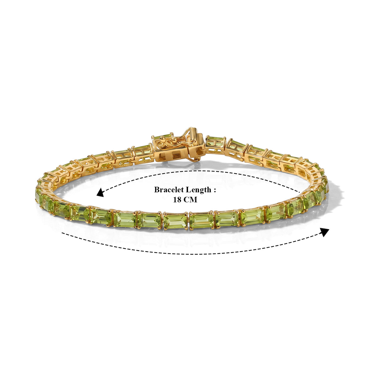 EverTrue - Natural Hebei Peridot Linking Bracelet (Size - 7.5) with GB Lock Box in Yellow Gold Tone 10.18 Ct. V32514895 3