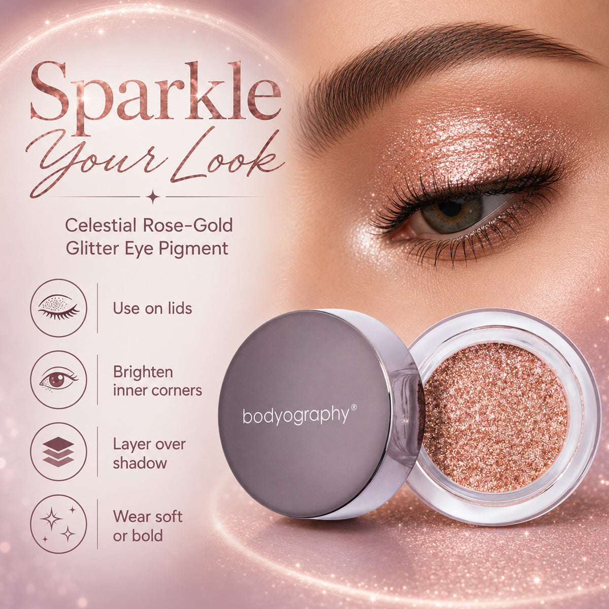 Bodyography Glitter Eye Pigment - Celestial - Pink/Brown 8671455 3