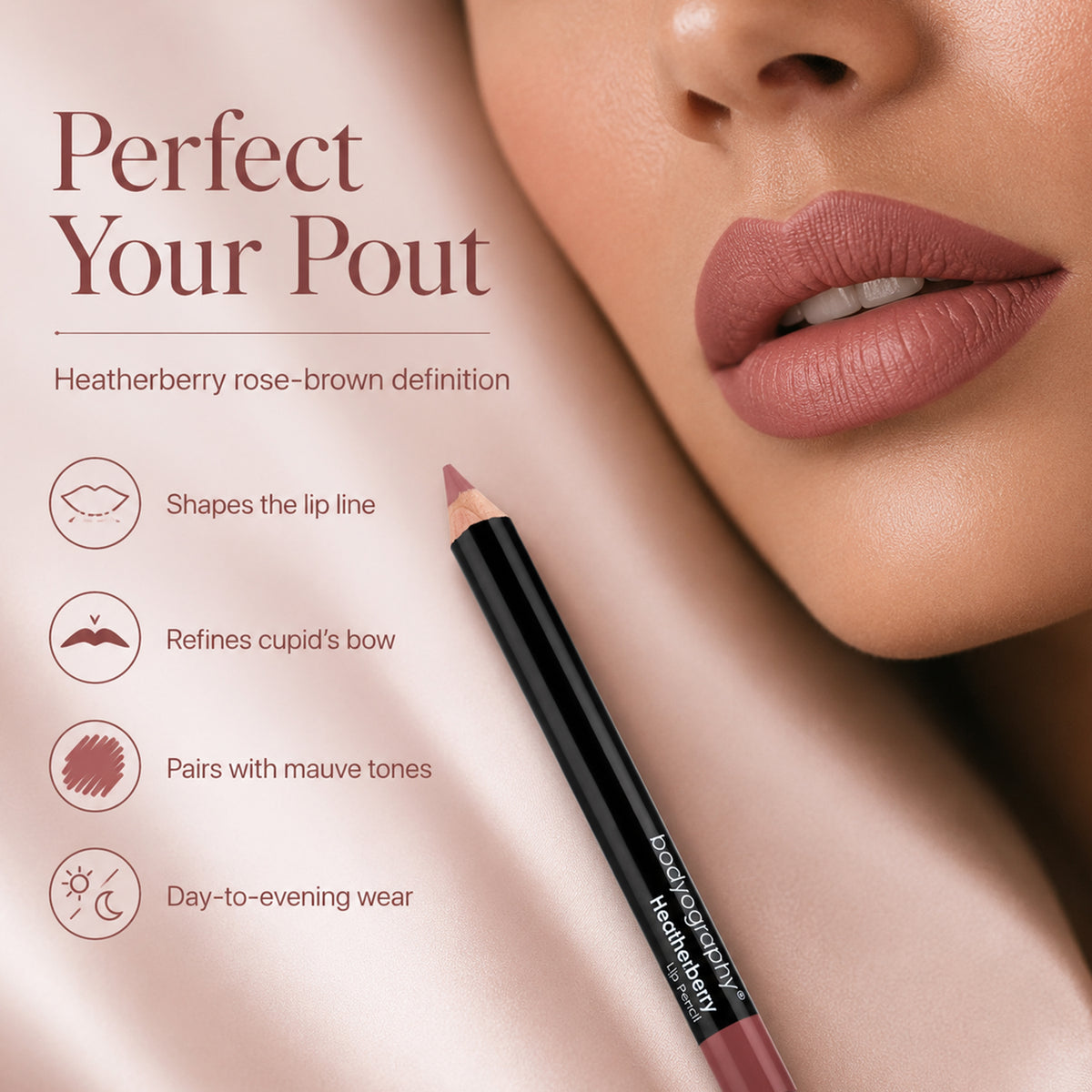 Bodyography Lip Pencil - Heatherberry - Rose/Brown 8671509 1
