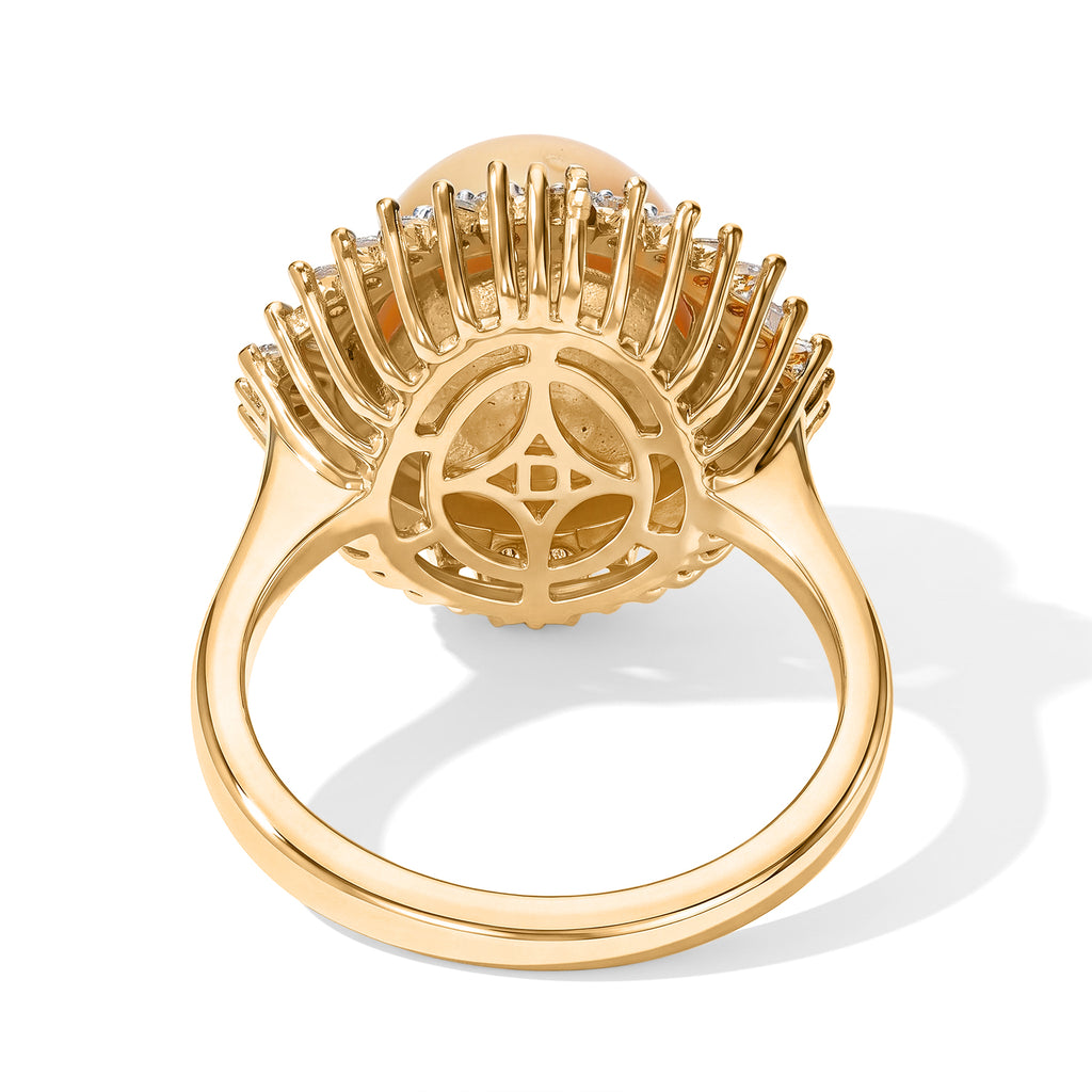 D'Joy - Golden South Sea Pearl (9-11mm) & Natural White Diamond Halo Ring in 18K Vermeil Yellow Gold Plated Sterling Silver 6.50 Ct._8671681_4