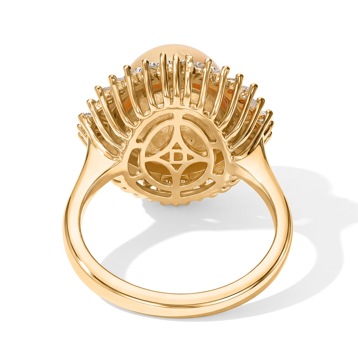 D'Joy - Premium Golden South Sea Pearl (9-11mm) &amp; Natural White Diamond Halo Ring in 18K Vermeil Yellow Gold Plated Sterling Silver 6.50 Ct. 8671681 4