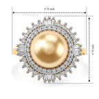 D'Joy - Golden South Sea Pearl (9-11mm) & Natural White Diamond Halo Ring in 18K Vermeil Yellow Gold Plated Sterling Silver 6.50 Ct._8671681_8