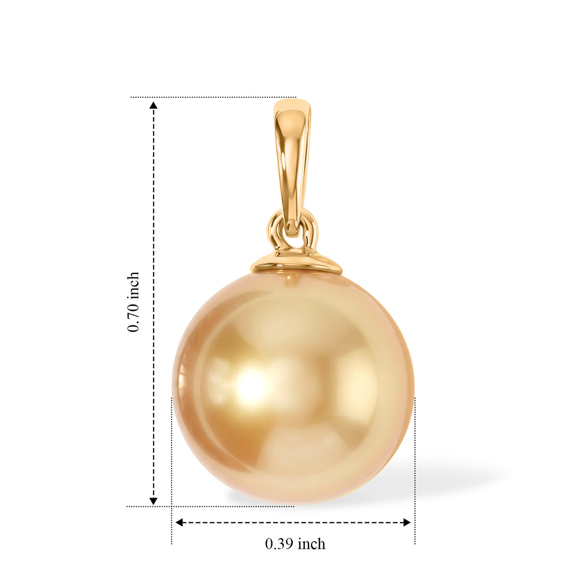 RARE SIZE - 14K Yellow Gold AAAA Golden South Sea Pearl (10MM) Ball Drop Pendant 8671706 6