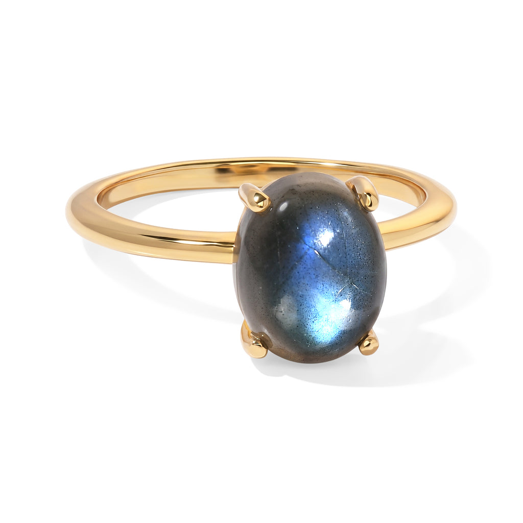 Labradorite Solitaire Ring in Yellow Gold Plated Sterling Silver 3.08 Ct._8672584