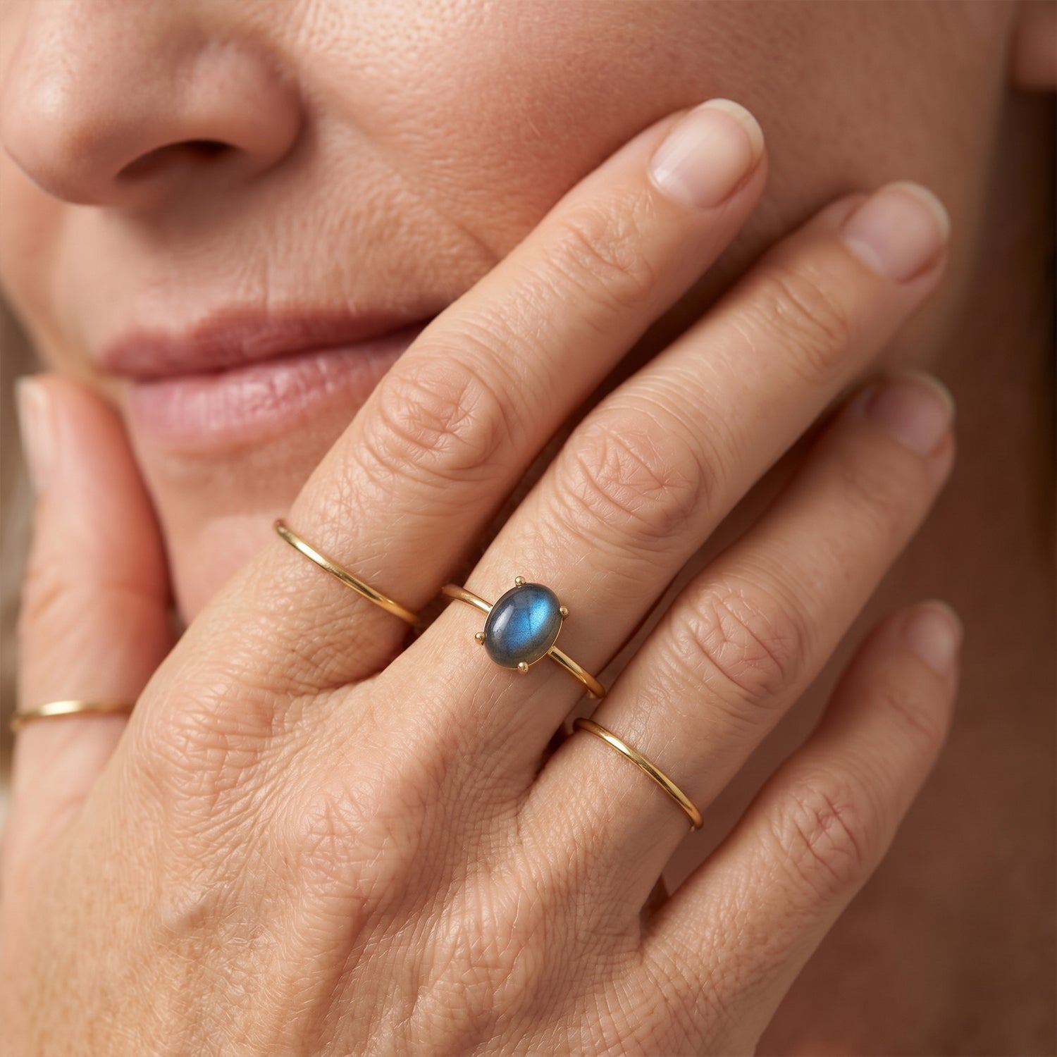 Labradorite Solitaire Ring in Yellow Gold Plated Sterling Silver 3.08 Ct. 8672584 3
