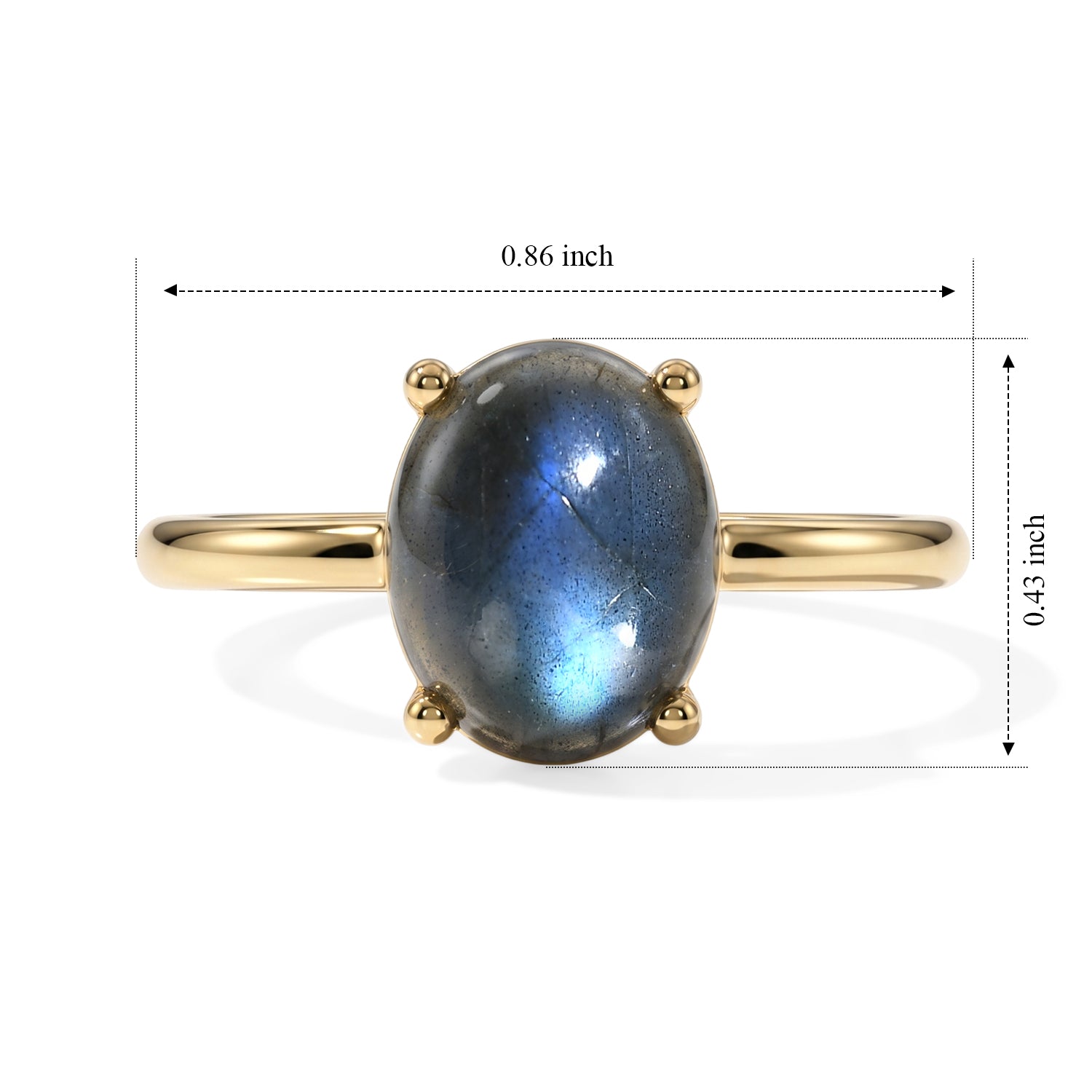 Labradorite Solitaire Ring in Yellow Gold Plated Sterling Silver 3.08 Ct. 8672584 6