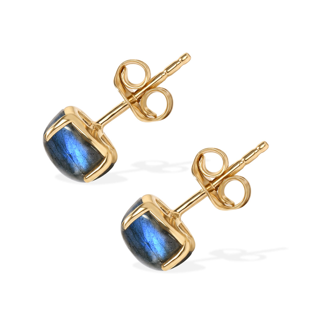 Labradorite Solitaire Earring with Push Back in Yellow Gold Plated Sterling Silver 3.30 Ct._8672593_3