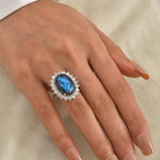 EverTrue - Labradorite & White Zircon Halo Ring 16.17 Ct._8672639_1