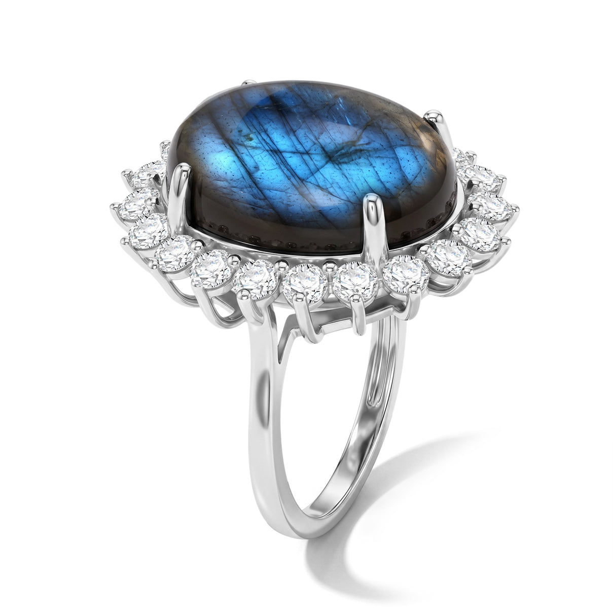 EverTrue - Labradorite &amp; White Zircon Halo Ring 16.17 Ct. 8672639 4